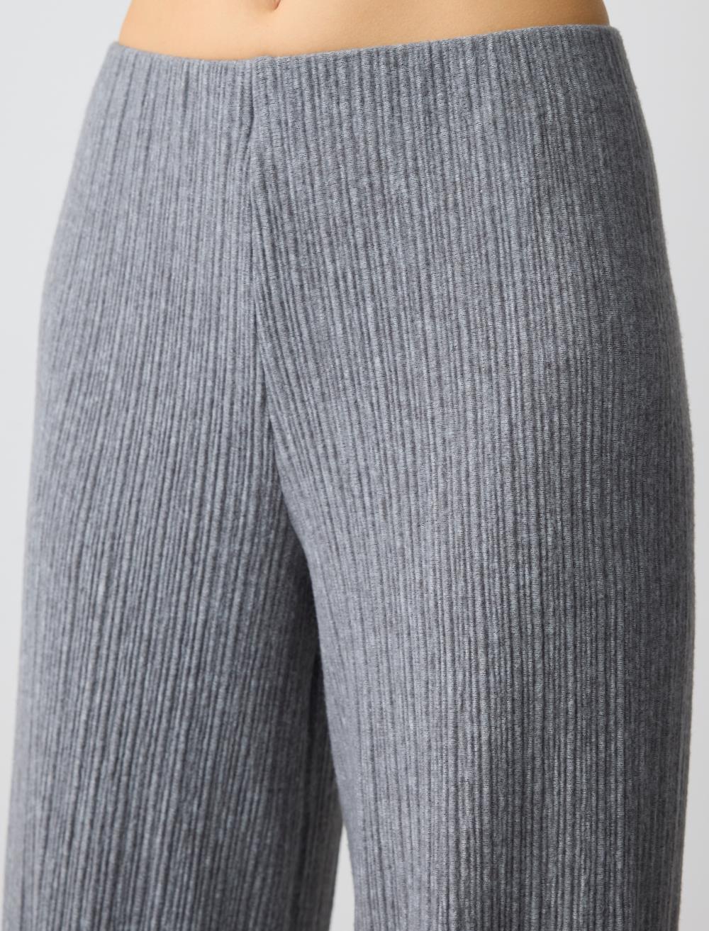 High Waist Line Patterned Wide Leg Knitted Pants