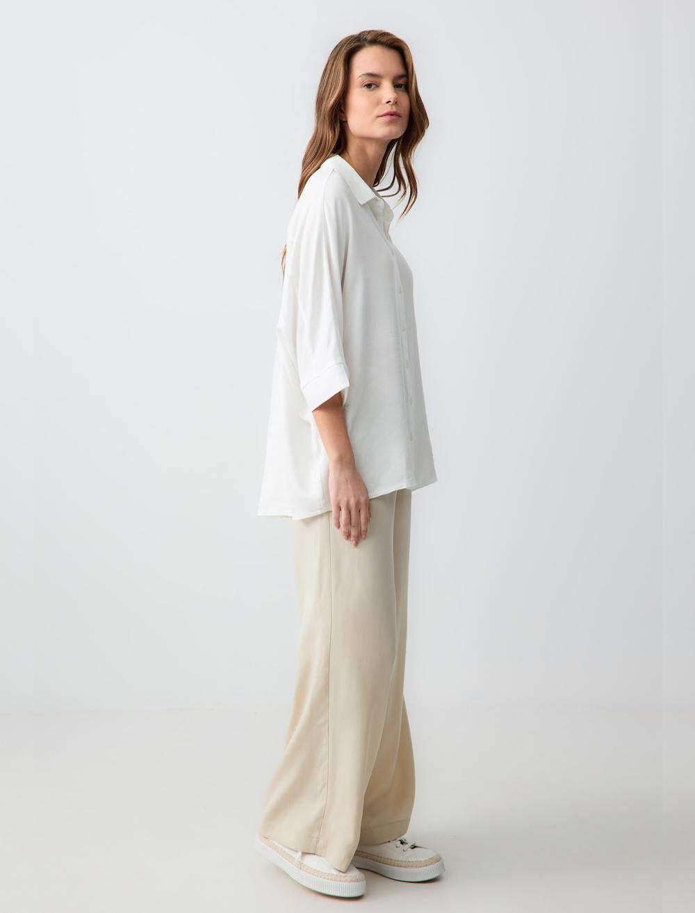Loose fit Woven Stone Coloured Trousers