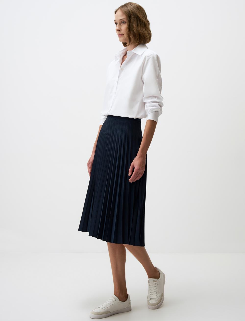 Relaxed Fit High Waist Pleated Midi Skirt