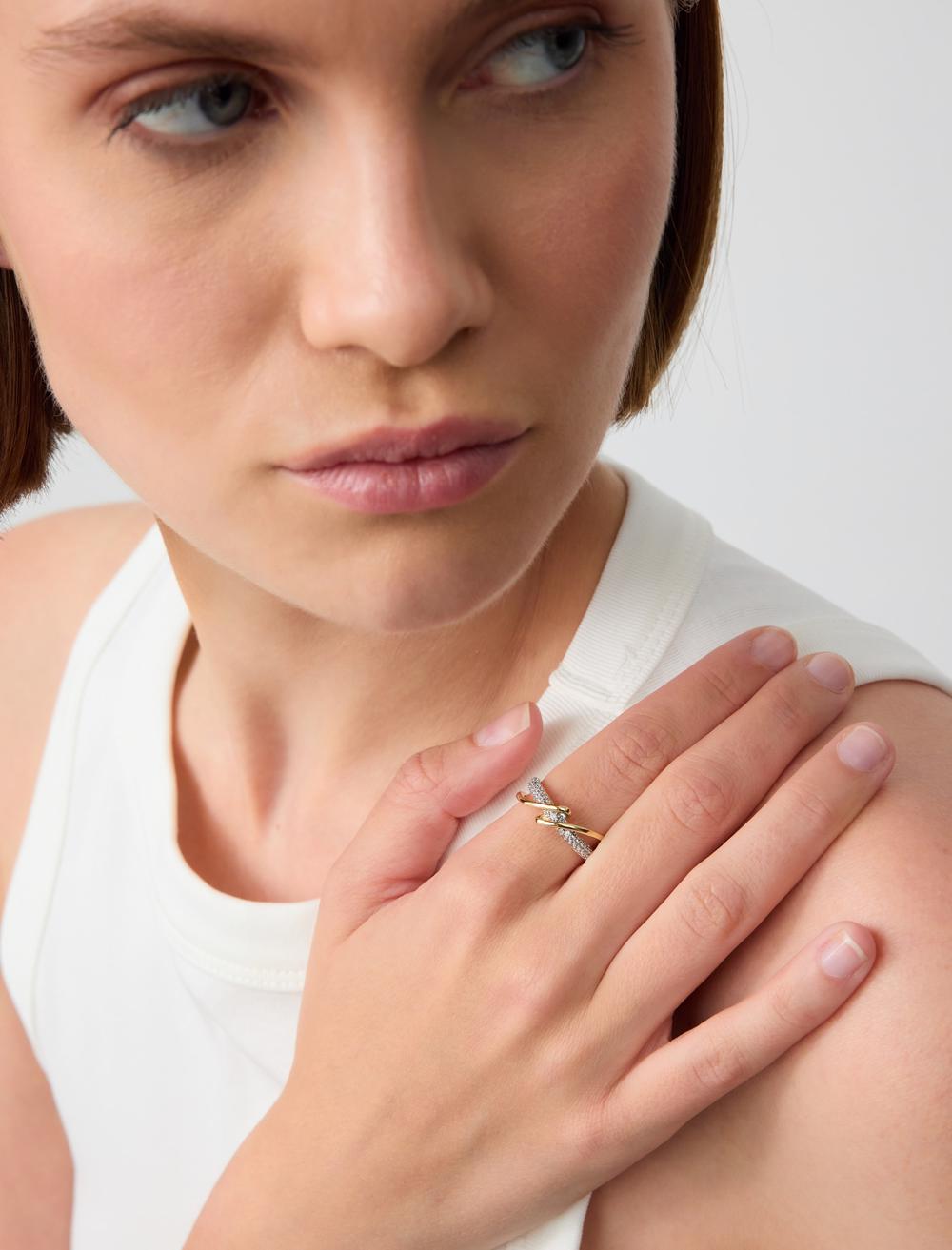 Ring with Shiny Stones in a Row