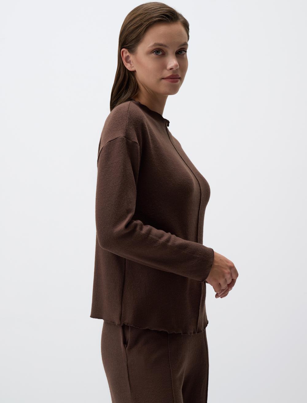 Boat Neck Long Sleeve Knitted Sweatshirt