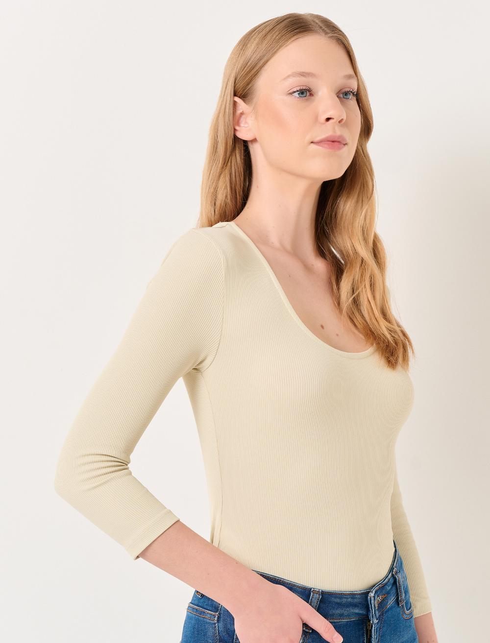 Slim Fit Three Quarter Sleeve T-Shirt