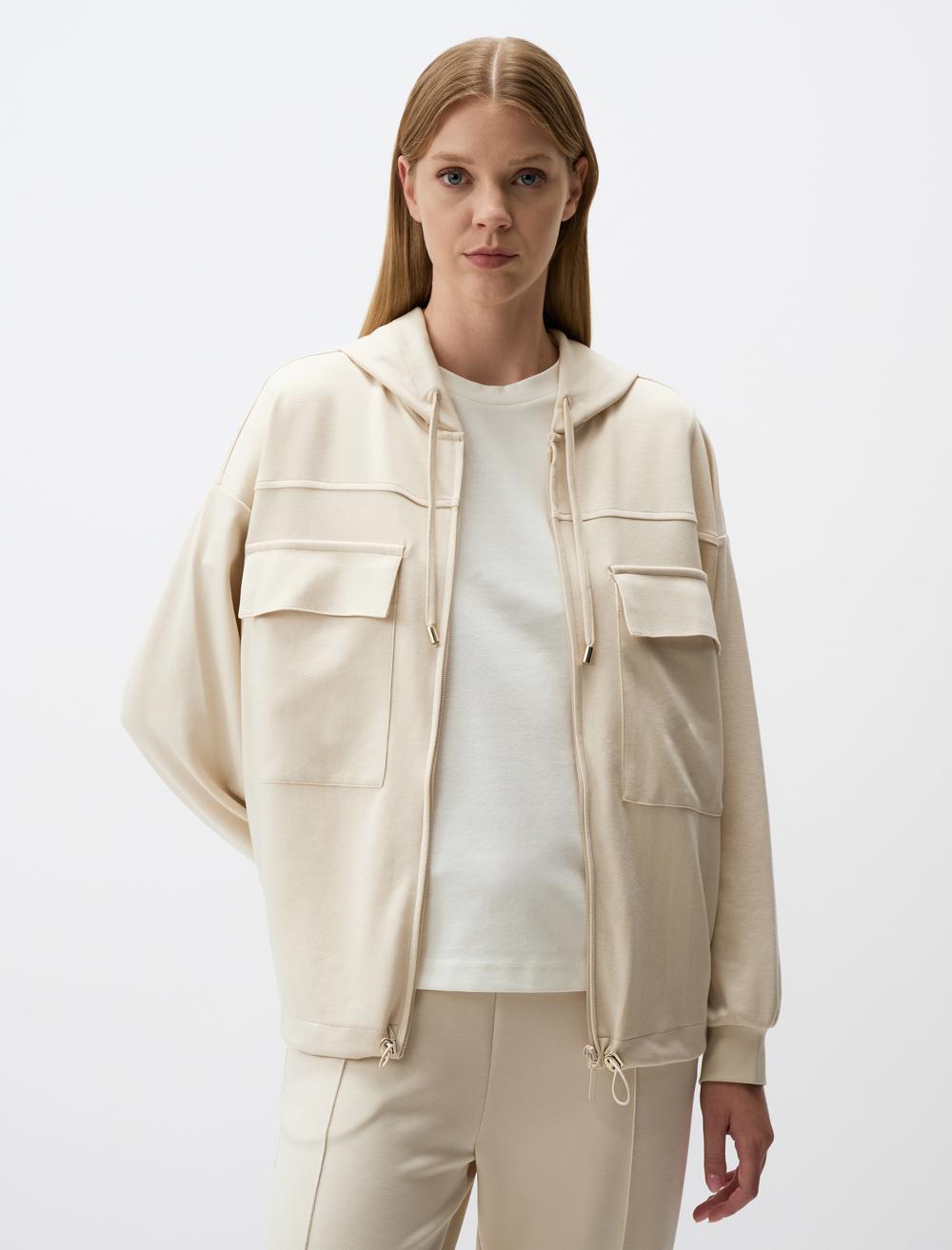 Long Sleeved Hooded Pocket Jacket