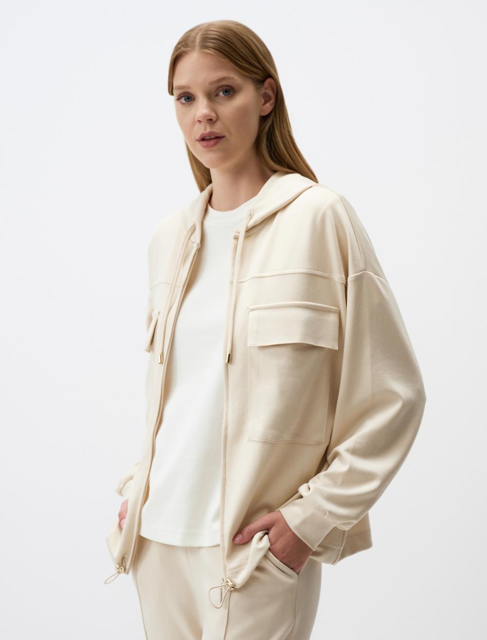Long Sleeved Hooded Pocket Jacket