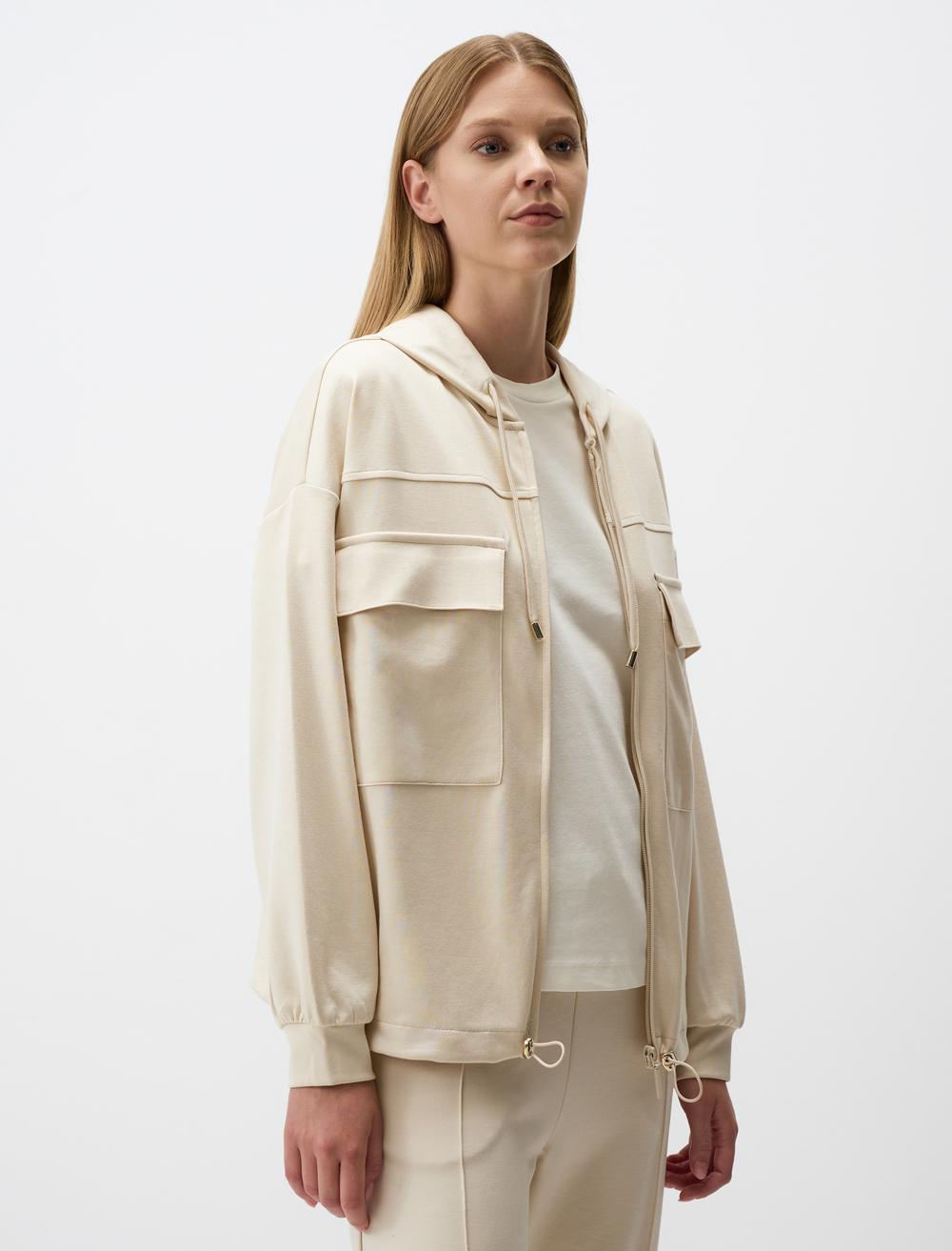 Long Sleeved Hooded Pocket Jacket