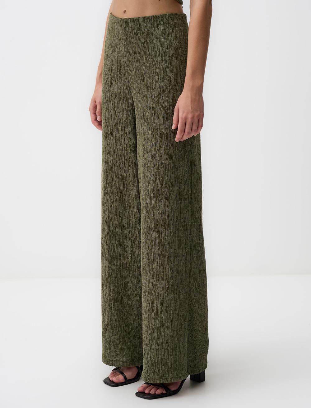 High Waist Wide Leg Jersey Trousers
