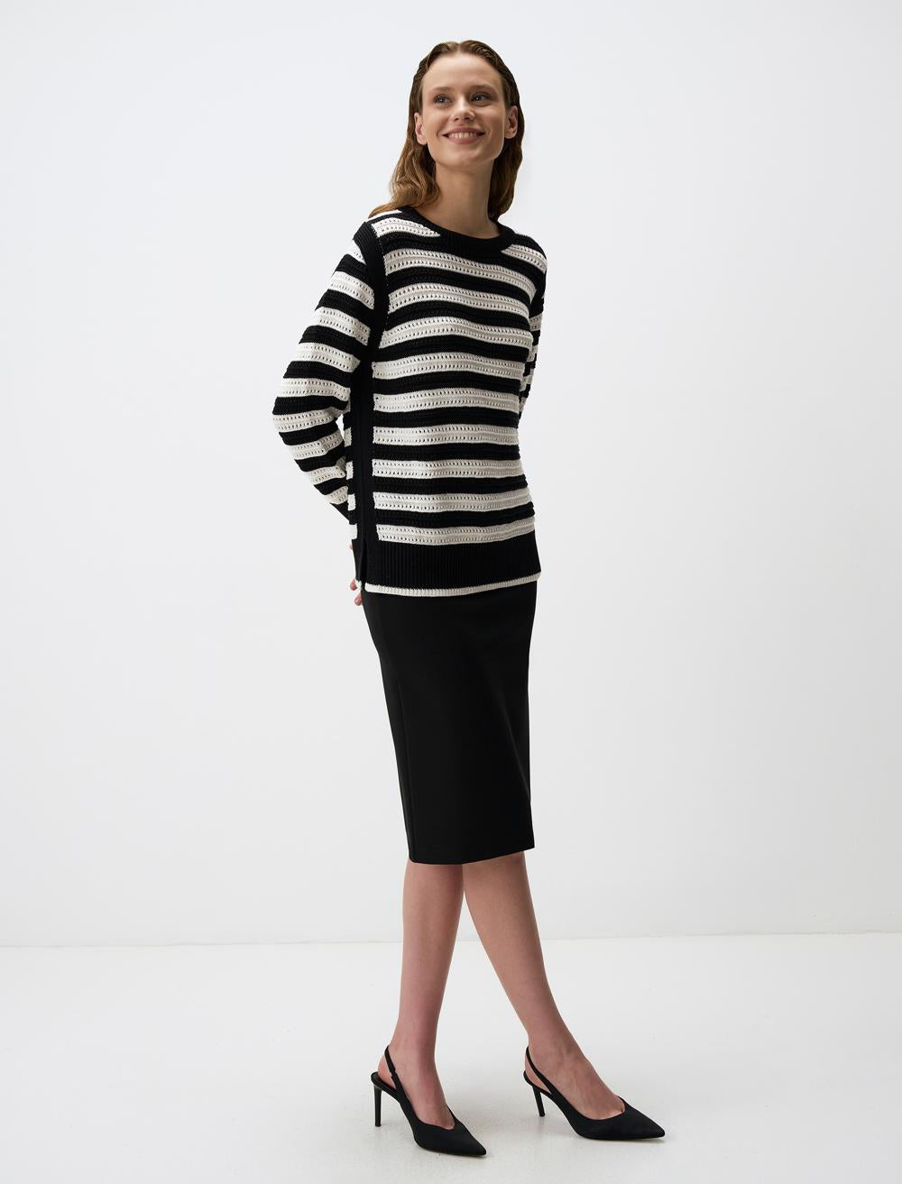 High Waist Slim Fit Midi Skirt