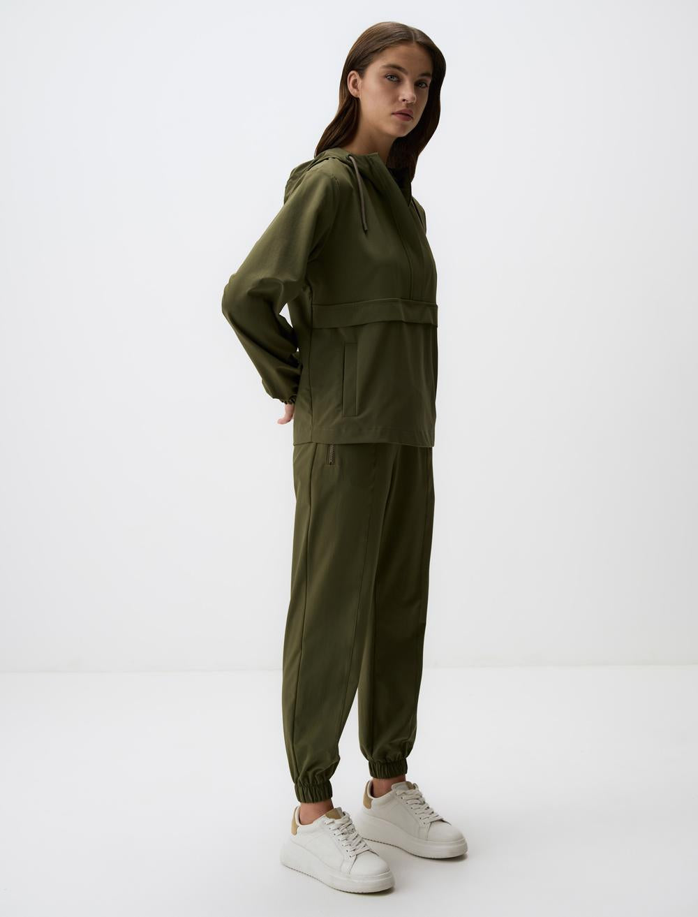 High Waist Jogger Pants with Elasticized Cuffs