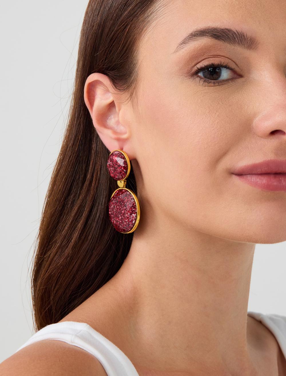 Round Shiny-Detailed Earrings