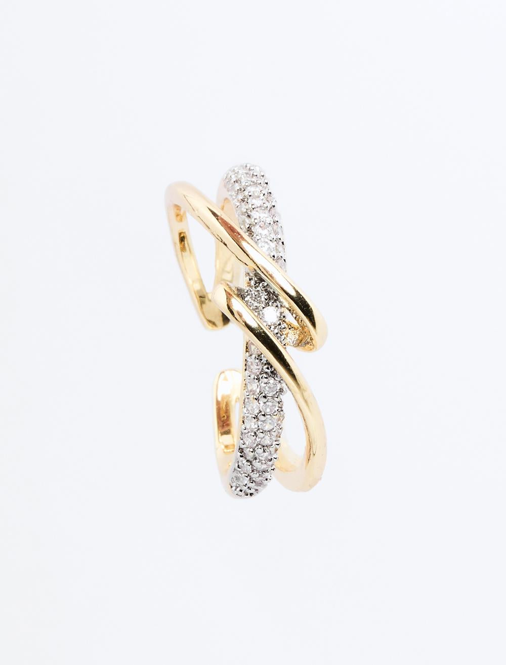 In-Line Brilliant Stone Twisted Ring