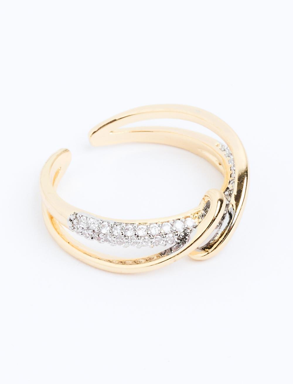 In-Line Brilliant Stone Twisted Ring