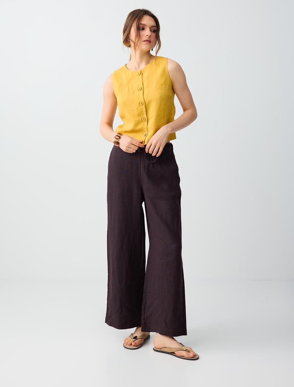 Loose Fit Trousers - Brown - 6SW186635803