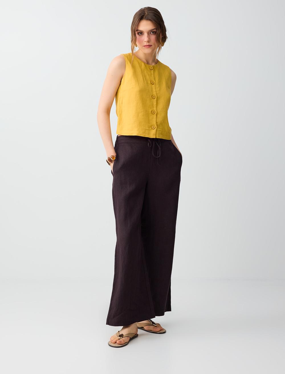 Loose Fit Trousers - Brown - 6SW186635803
