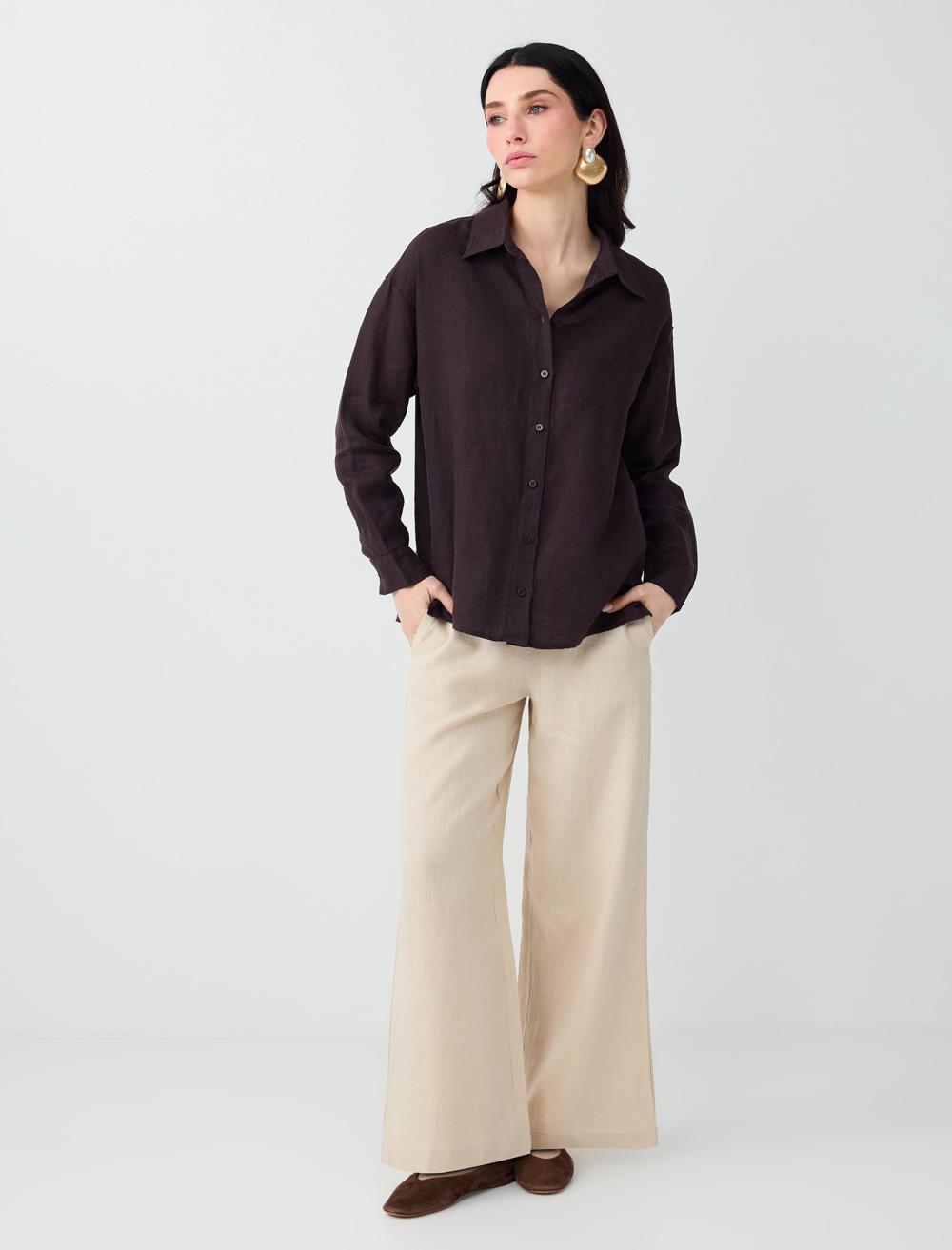 Loose Fit Trousers - Stone - 6SW186635928
