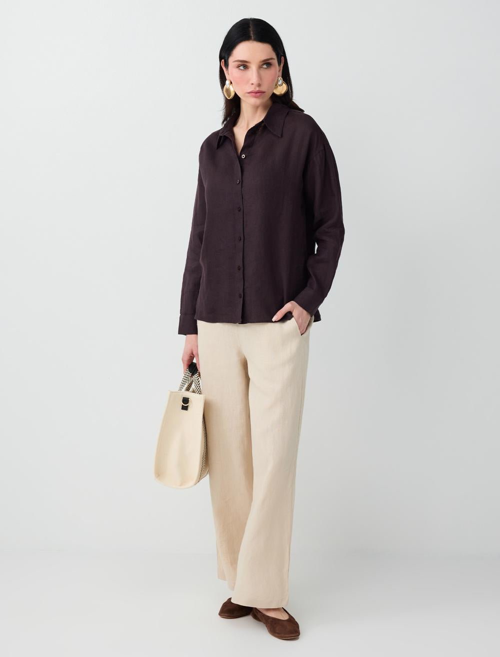 Loose Fit Trousers - Stone - 6SW186635928