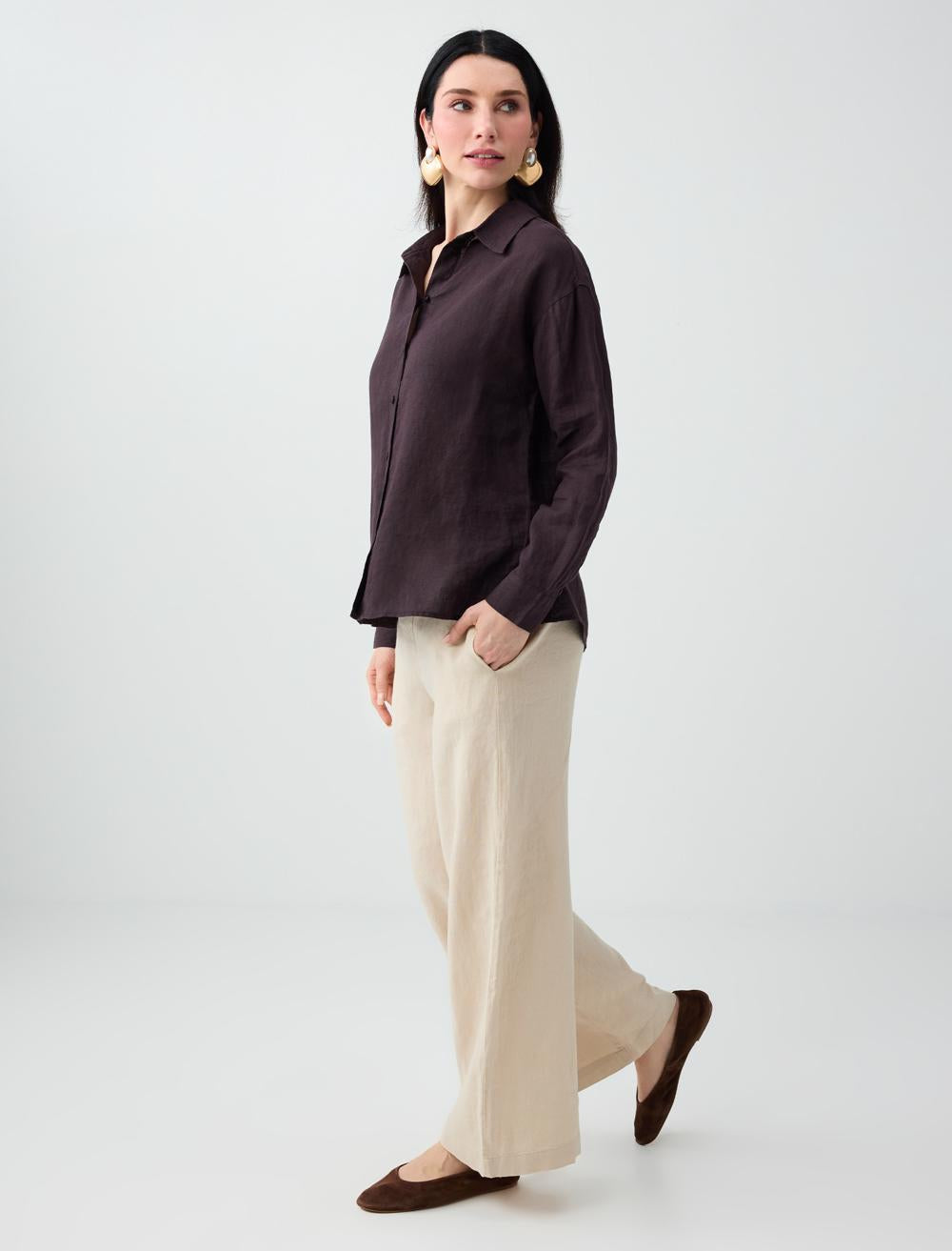 Loose Fit Trousers - Stone - 6SW186635928