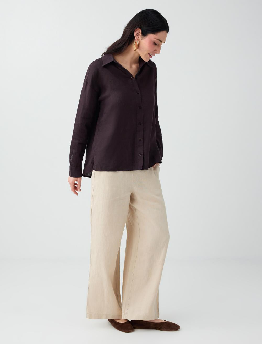 Loose Fit Trousers - Stone - 6SW186635928