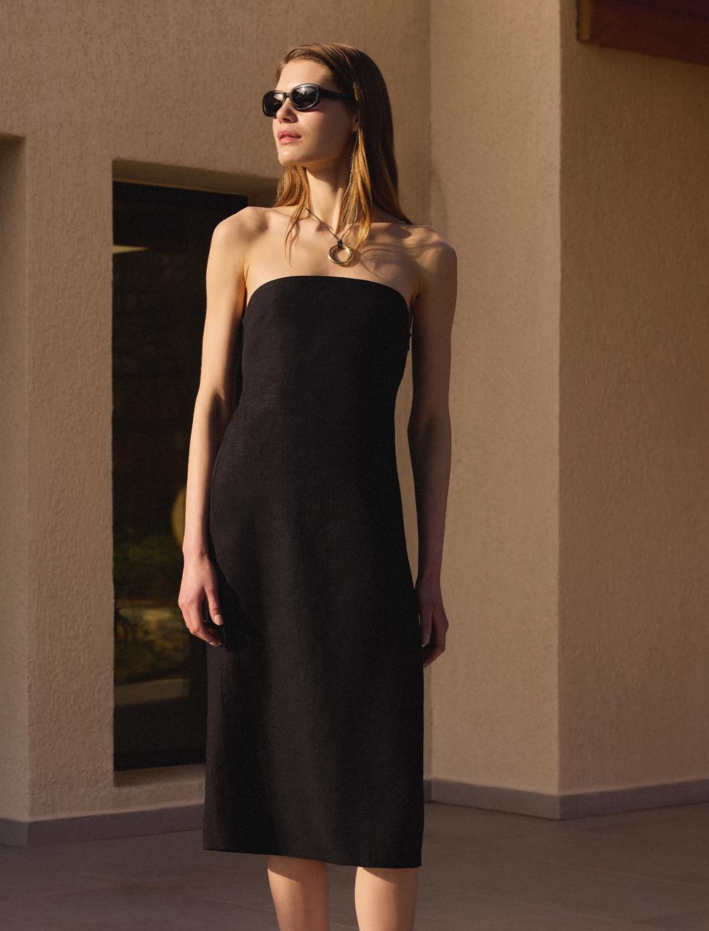 Slim Fit Strapless-Sleeve Dress - 5SW062693