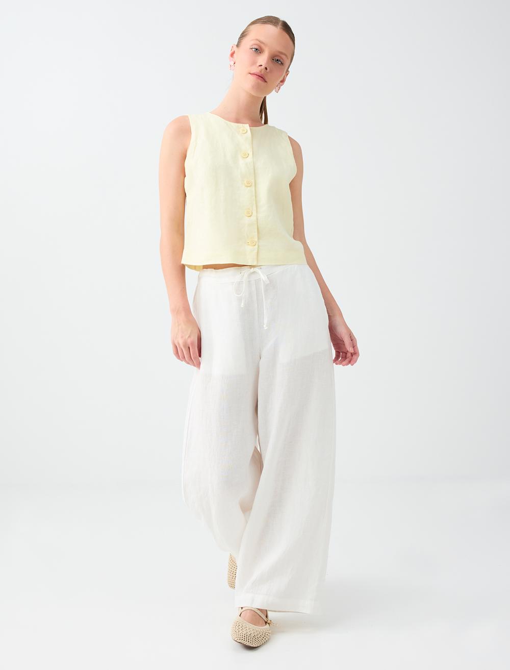 Slim Fit Waistcoat - Light Yellow - 6SW305389206