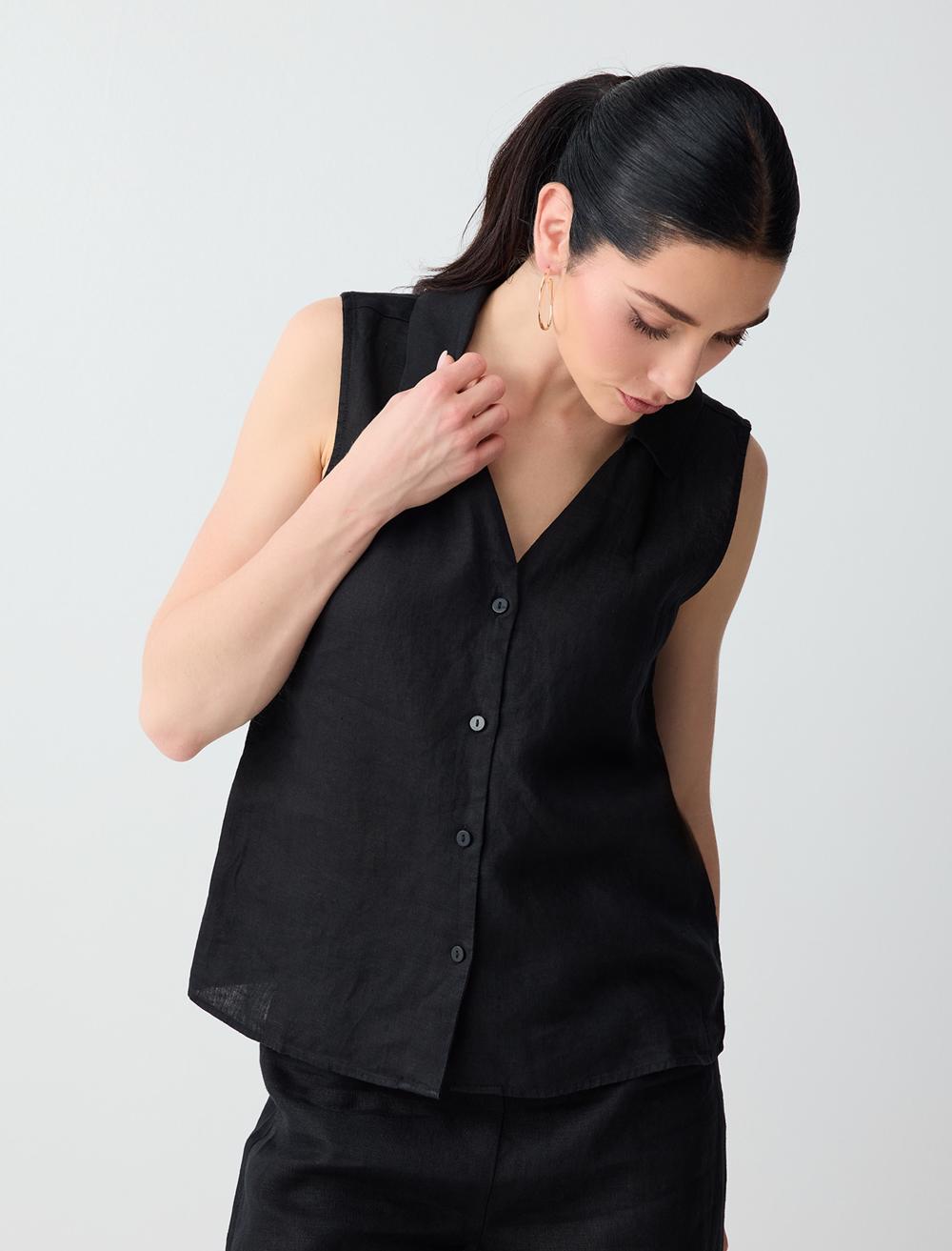 Slim Fit Shirt Collar Shirt - Black - 6SW085538900