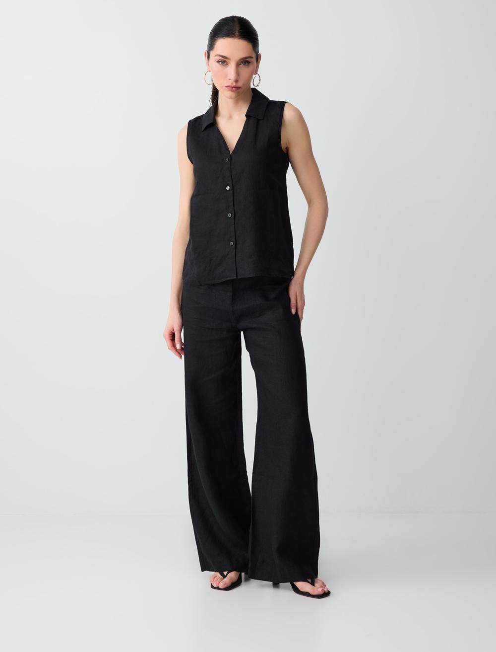 Slim Fit Shirt Collar Shirt - Black - 6SW085538900