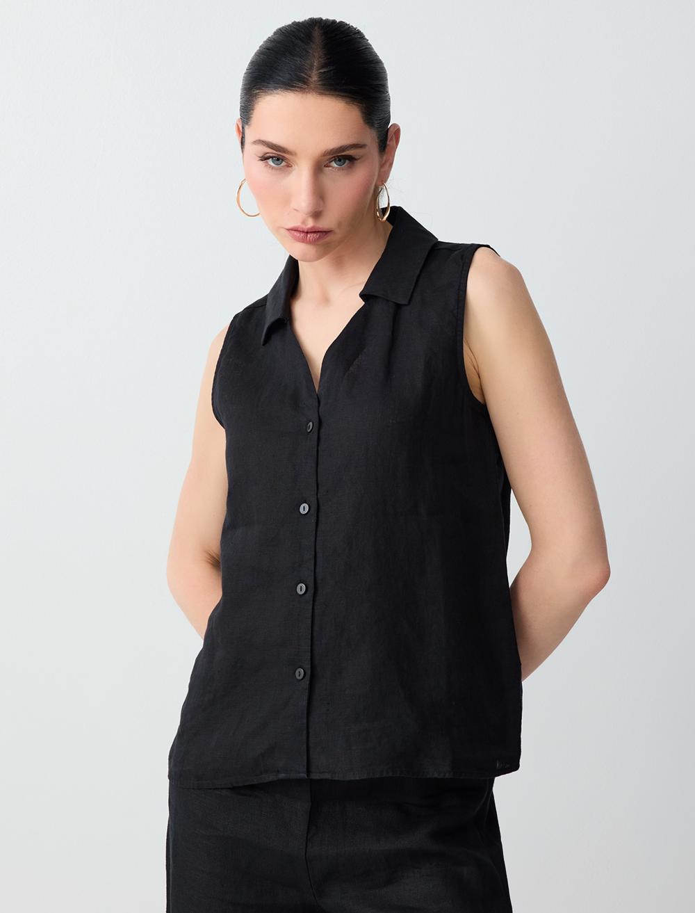 Slim Fit Shirt Collar Shirt - Black - 6SW085538900