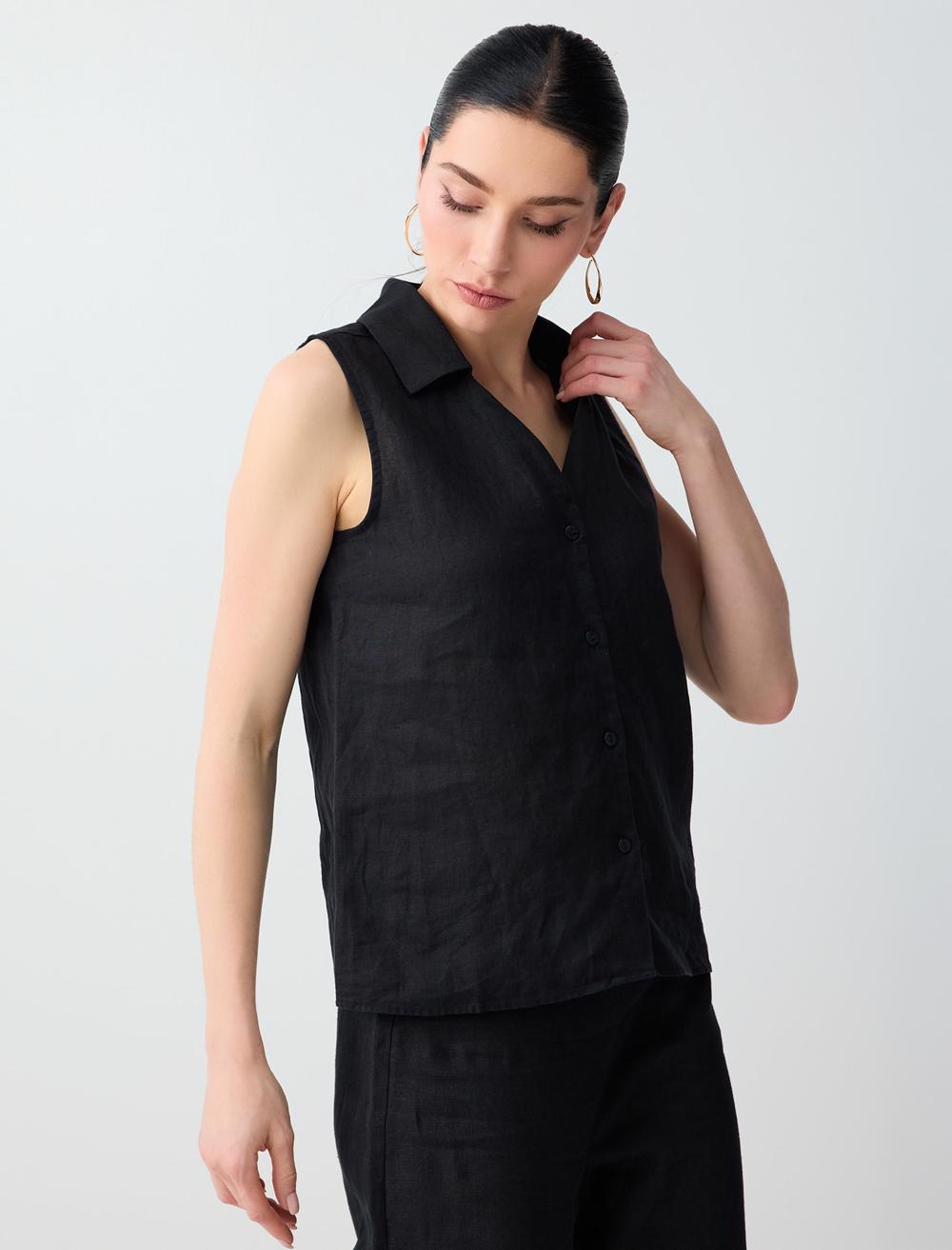 Slim Fit Shirt Collar Shirt - Black - 6SW085538900