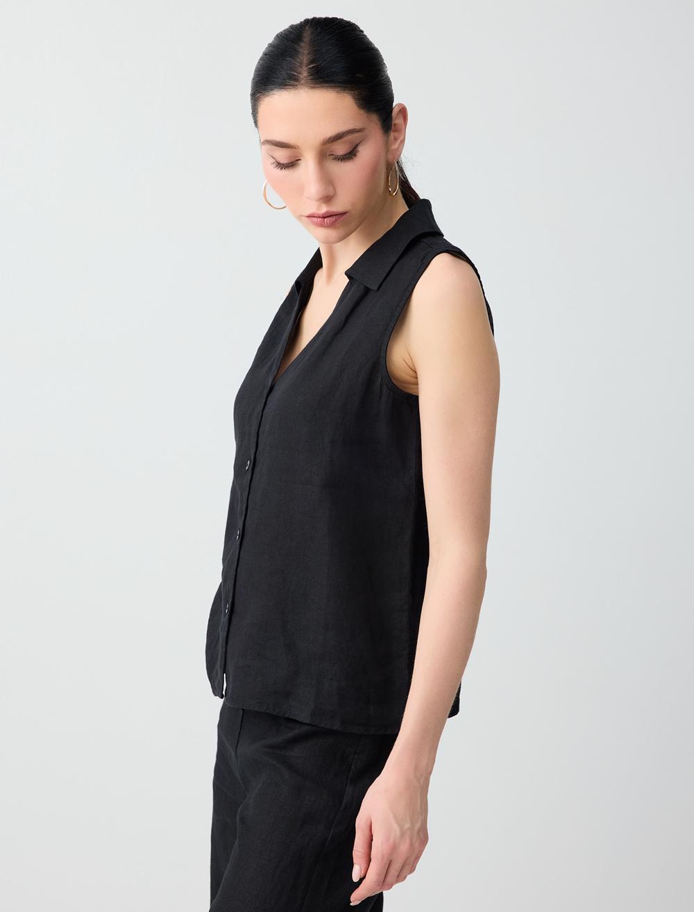 Slim Fit Shirt Collar Shirt - Black - 6SW085538900