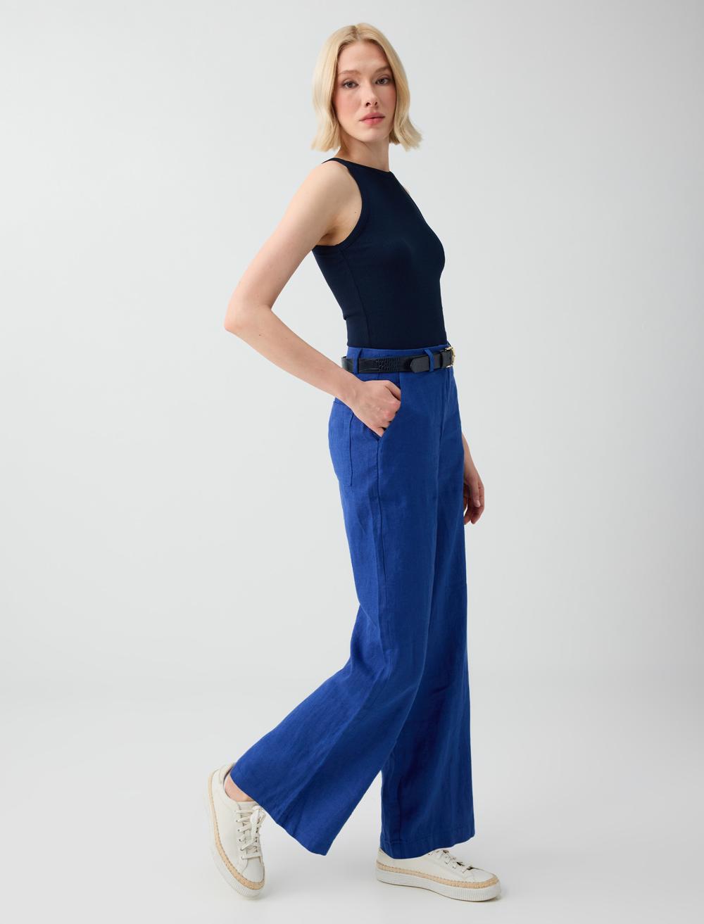 Normal Fit Trousers - Blue - 6SW187025165