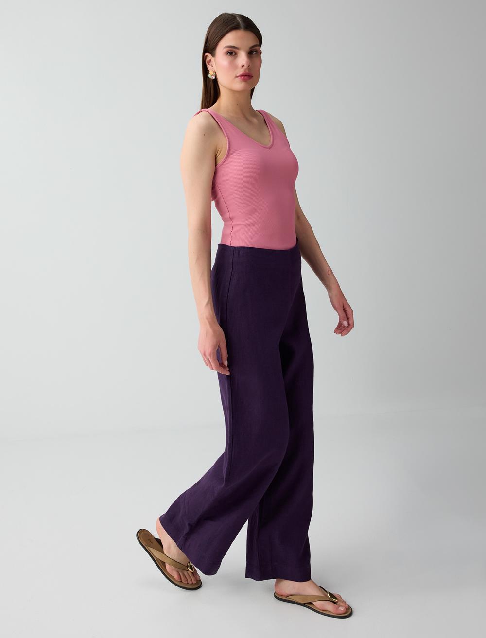Normal Fit Trousers - Purple - 6SW187026503