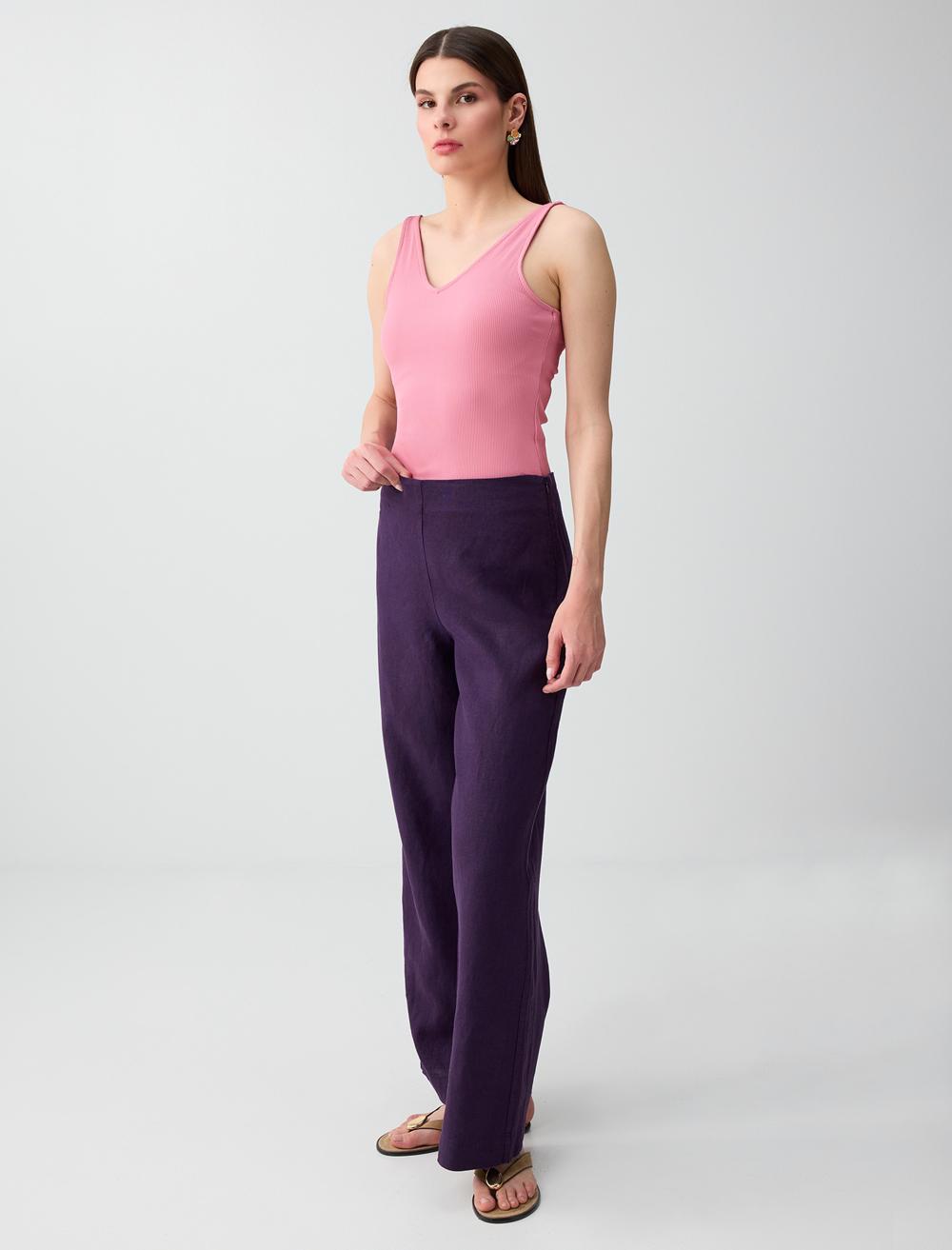 Normal Fit Trousers - Purple - 6SW187026503
