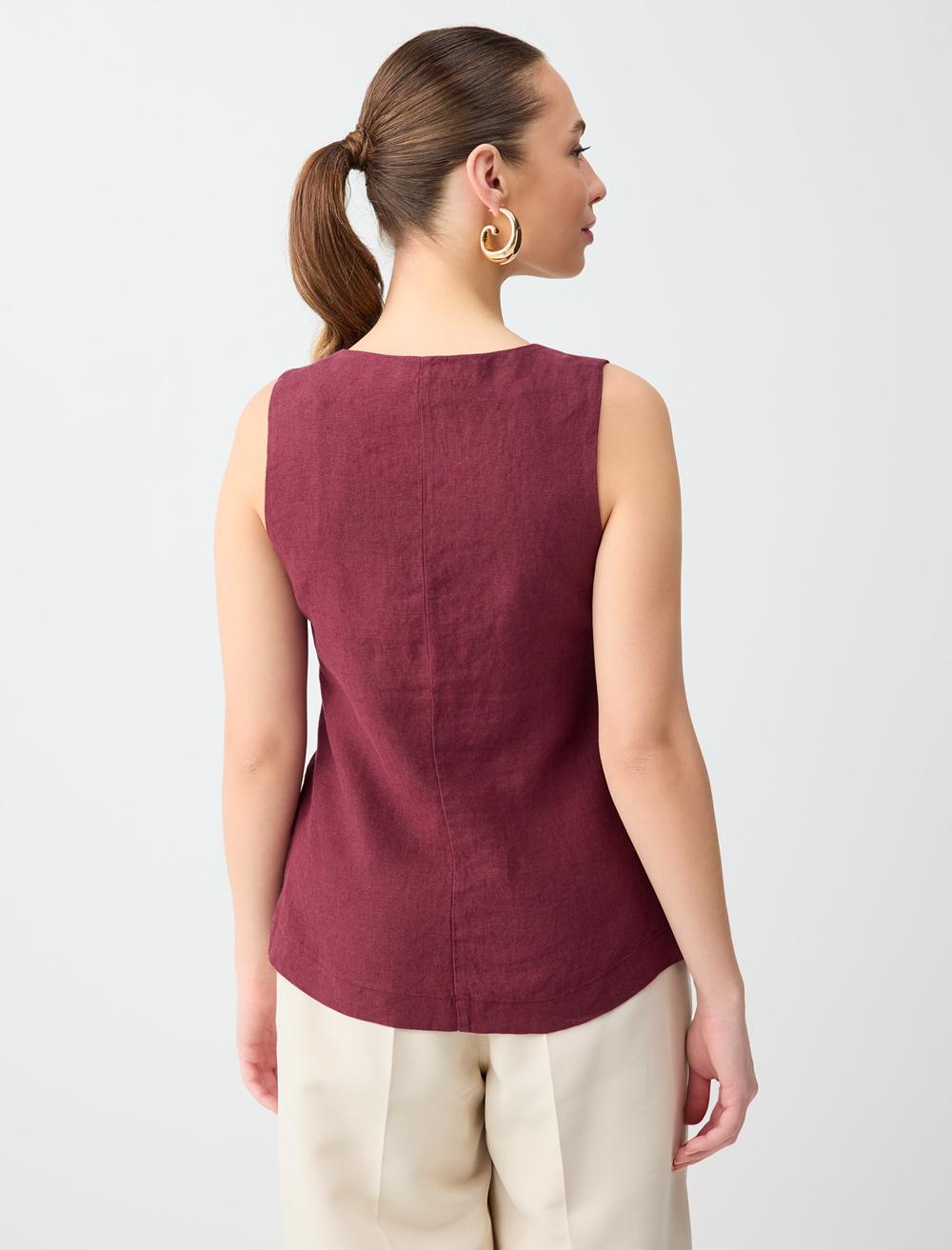 Normal Fit Waistcoat - Burgundy - 6SW306649562