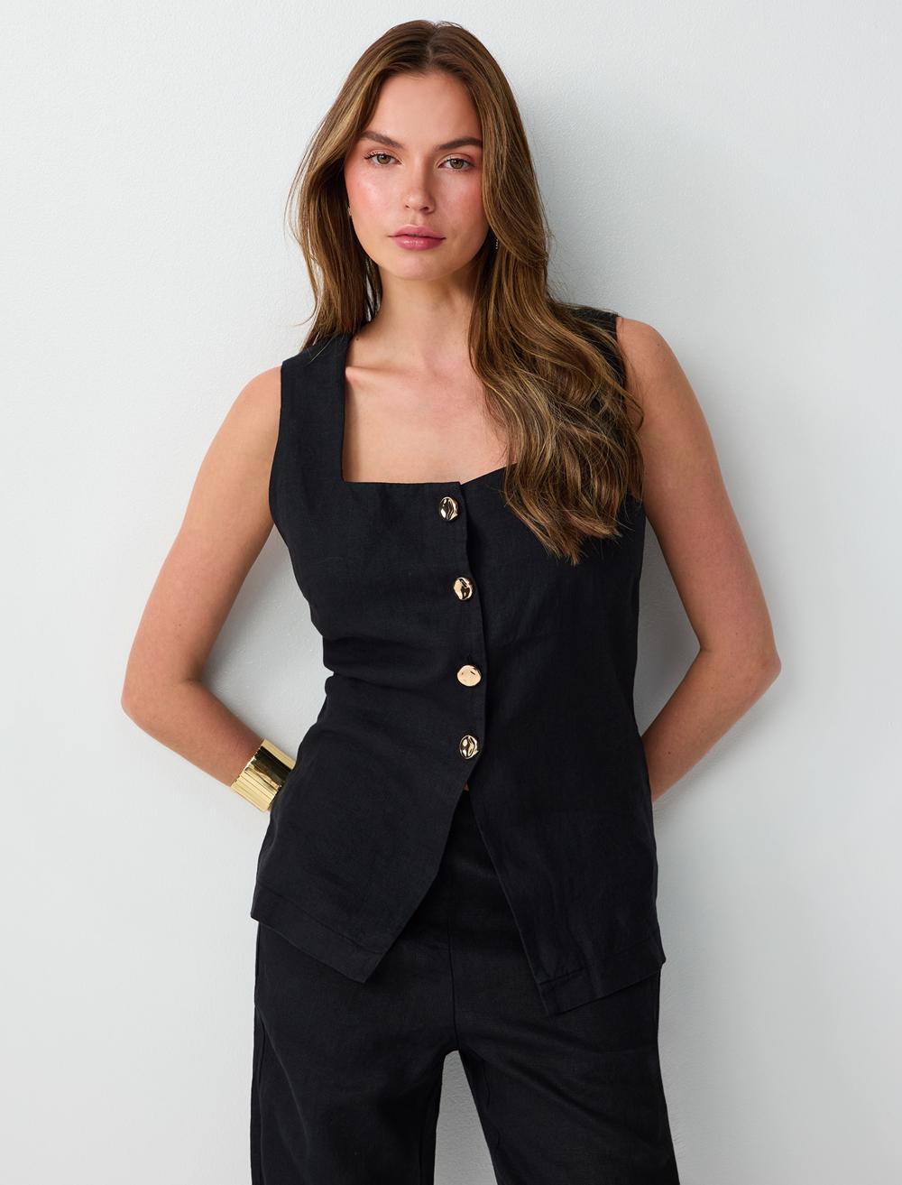 Normal Fit Waistcoat - Black - 6SW306649900
