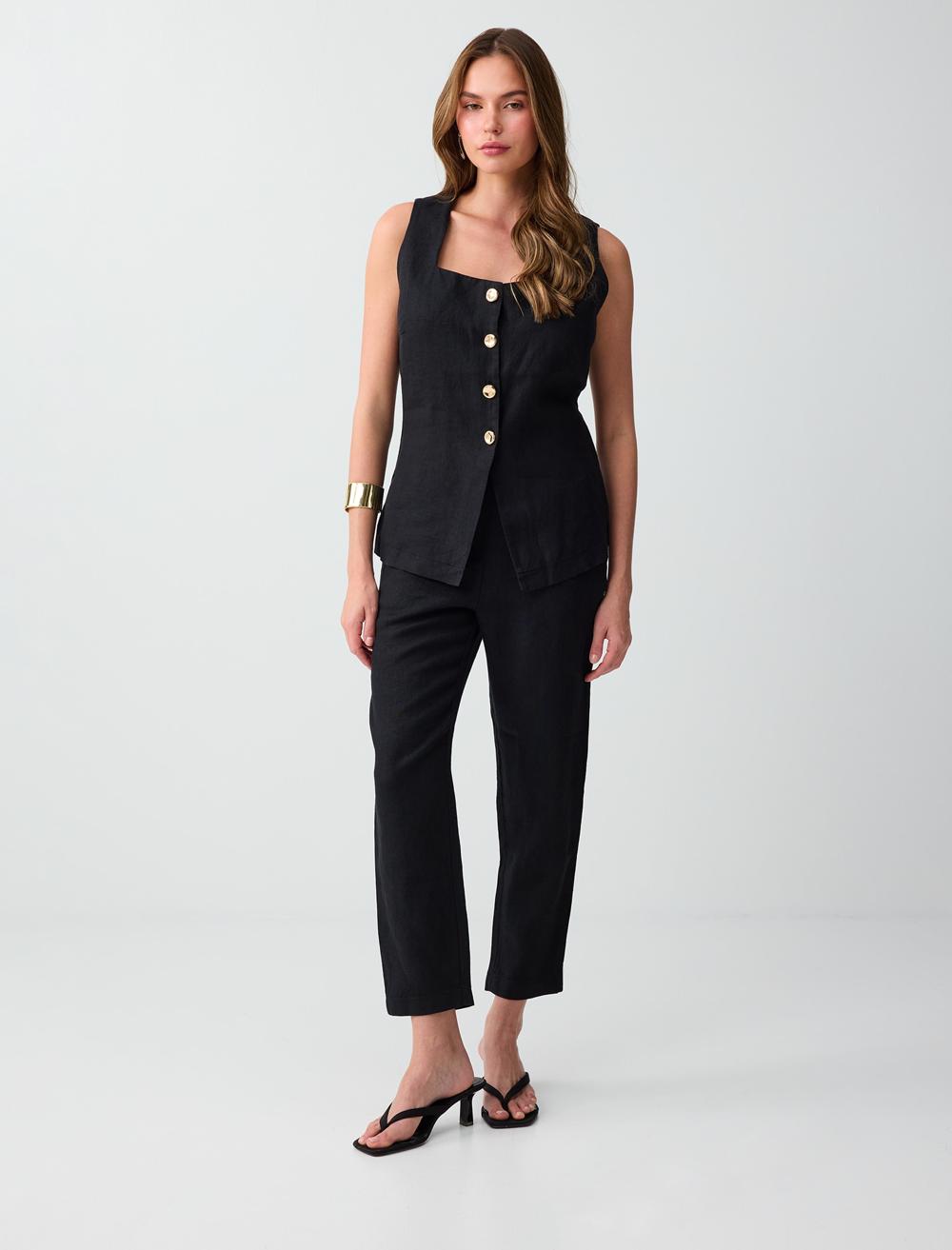 Normal Fit Waistcoat - Black - 6SW306649900