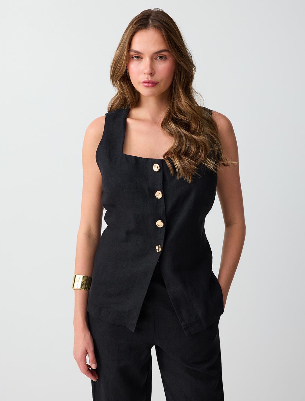 Normal Fit Waistcoat - Black - 6SW306649900
