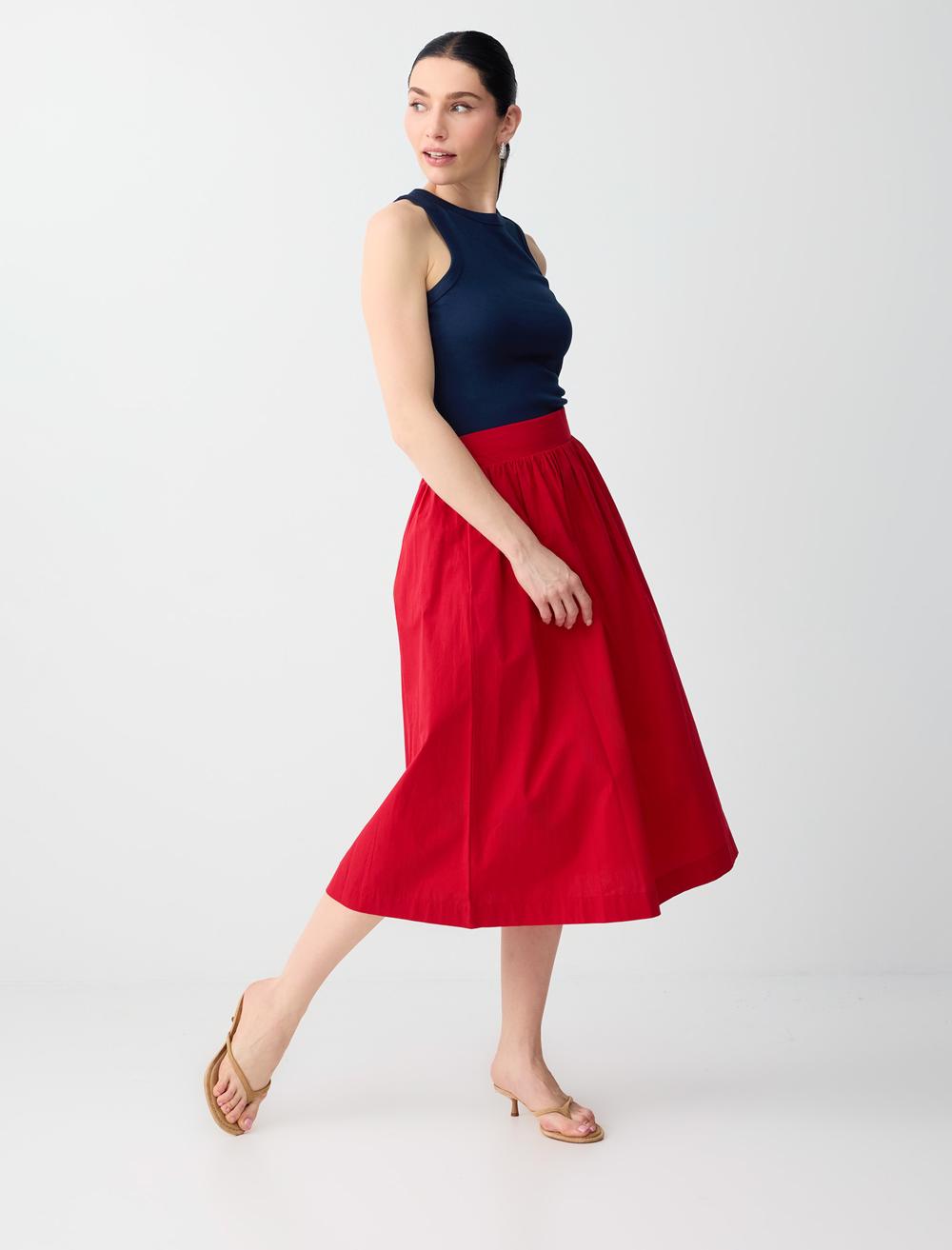 Loose Fit Skirt - Red - 6SW076797600