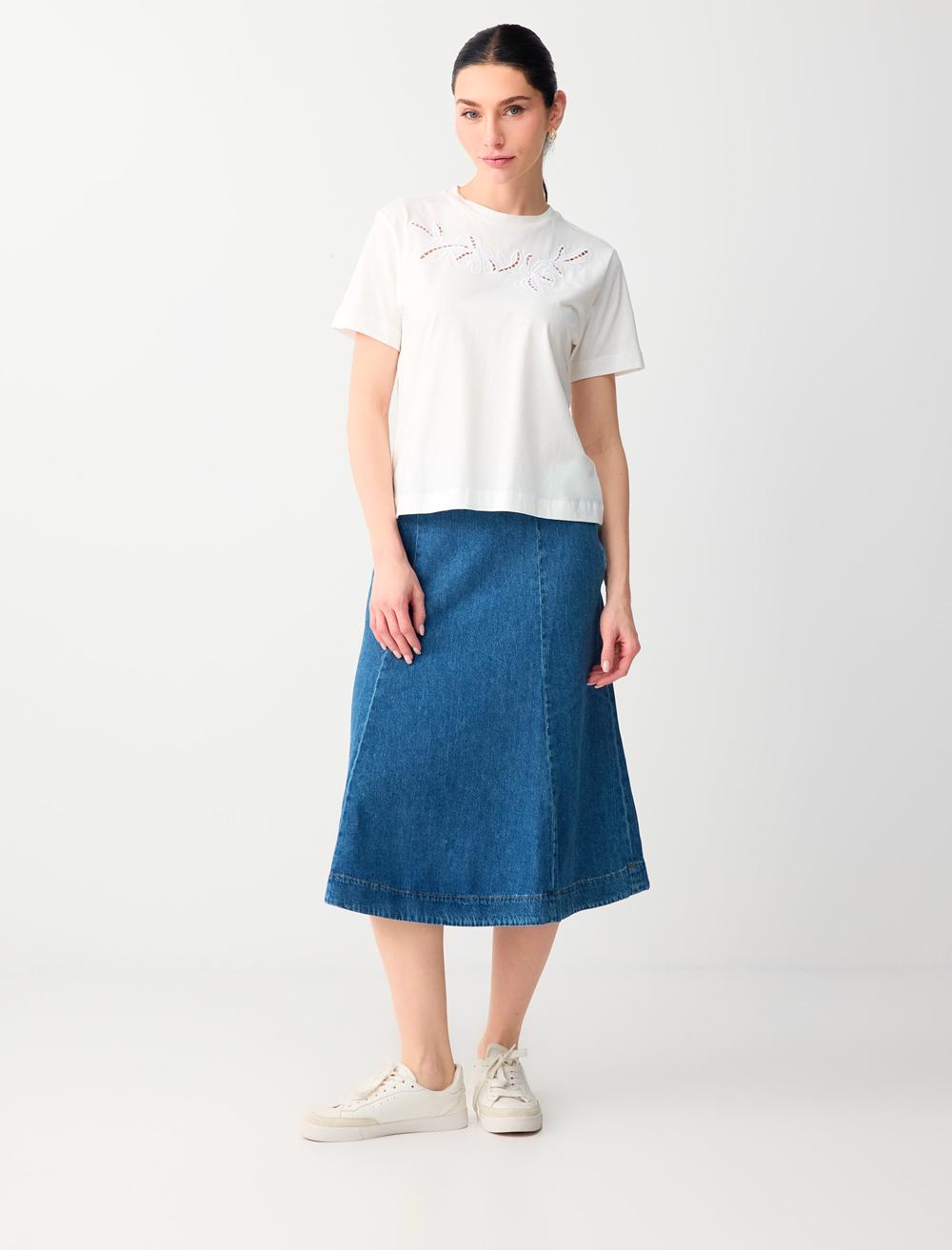Loose Fit Skirt - Indigo Blue - 6SW075525452