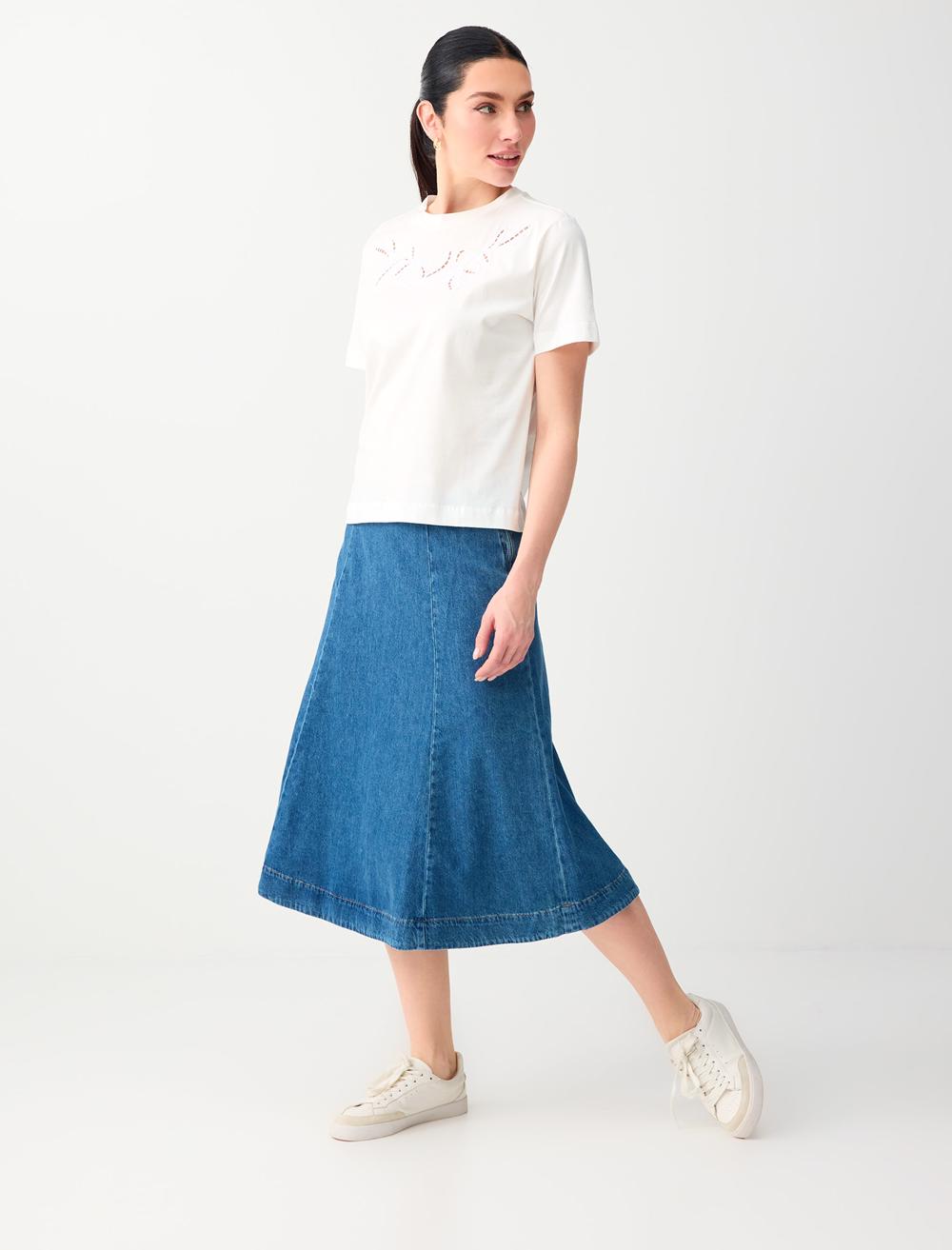 Loose Fit Skirt - Indigo Blue - 6SW075525452