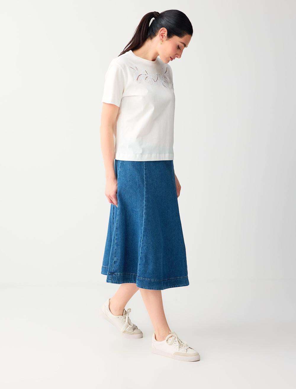 Loose Fit Skirt - Indigo Blue - 6SW075525452