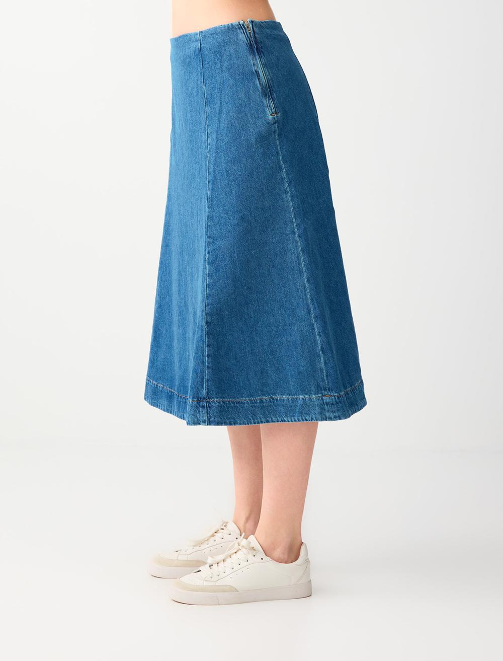 Loose Fit Skirt - Indigo Blue - 6SW075525452