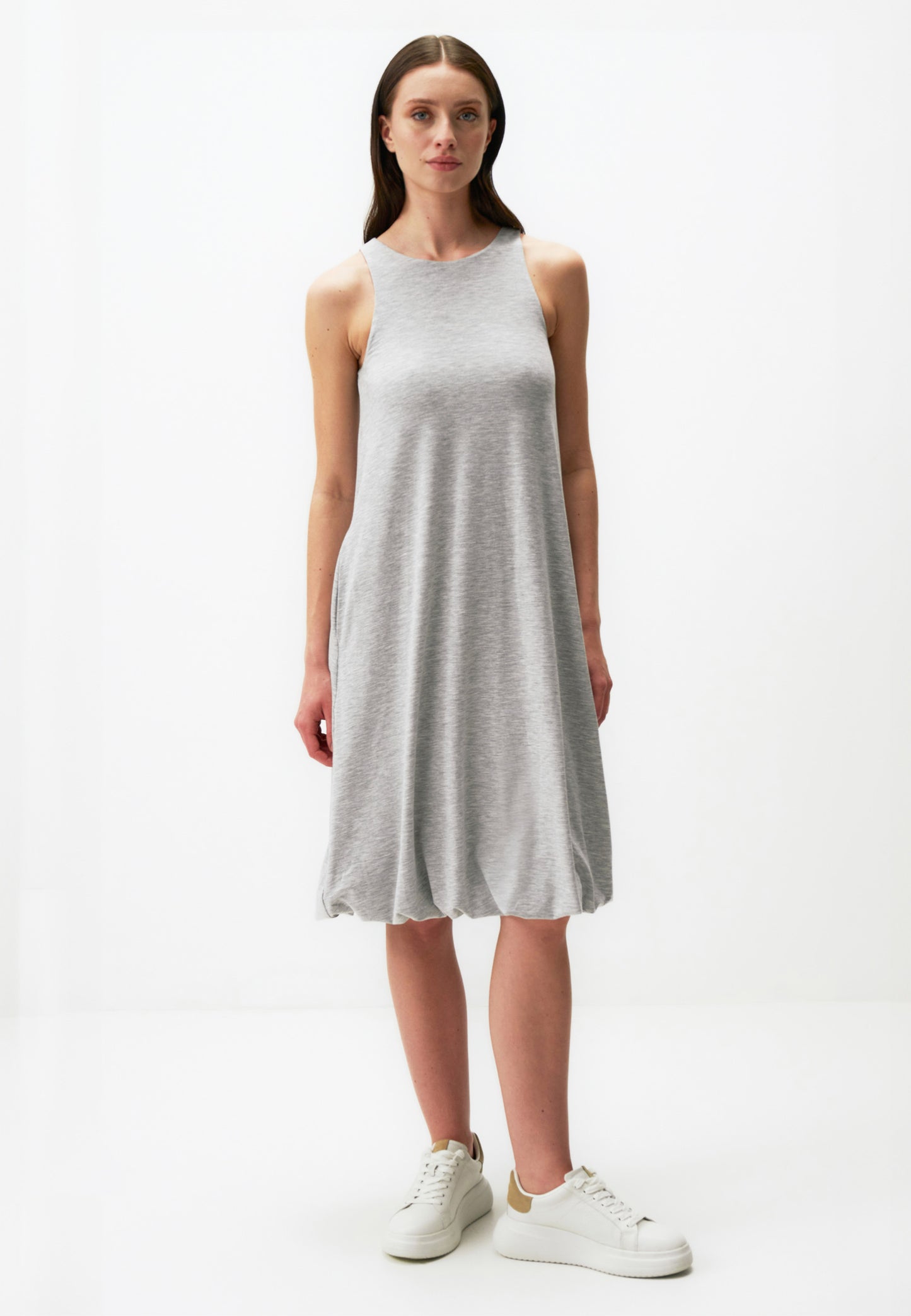 Halter Neck Sleeveless Basic Midi Dress