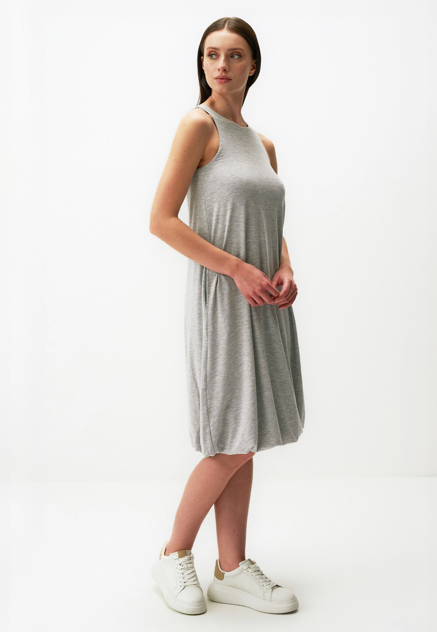 Halter Neck Sleeveless Basic Midi Dress