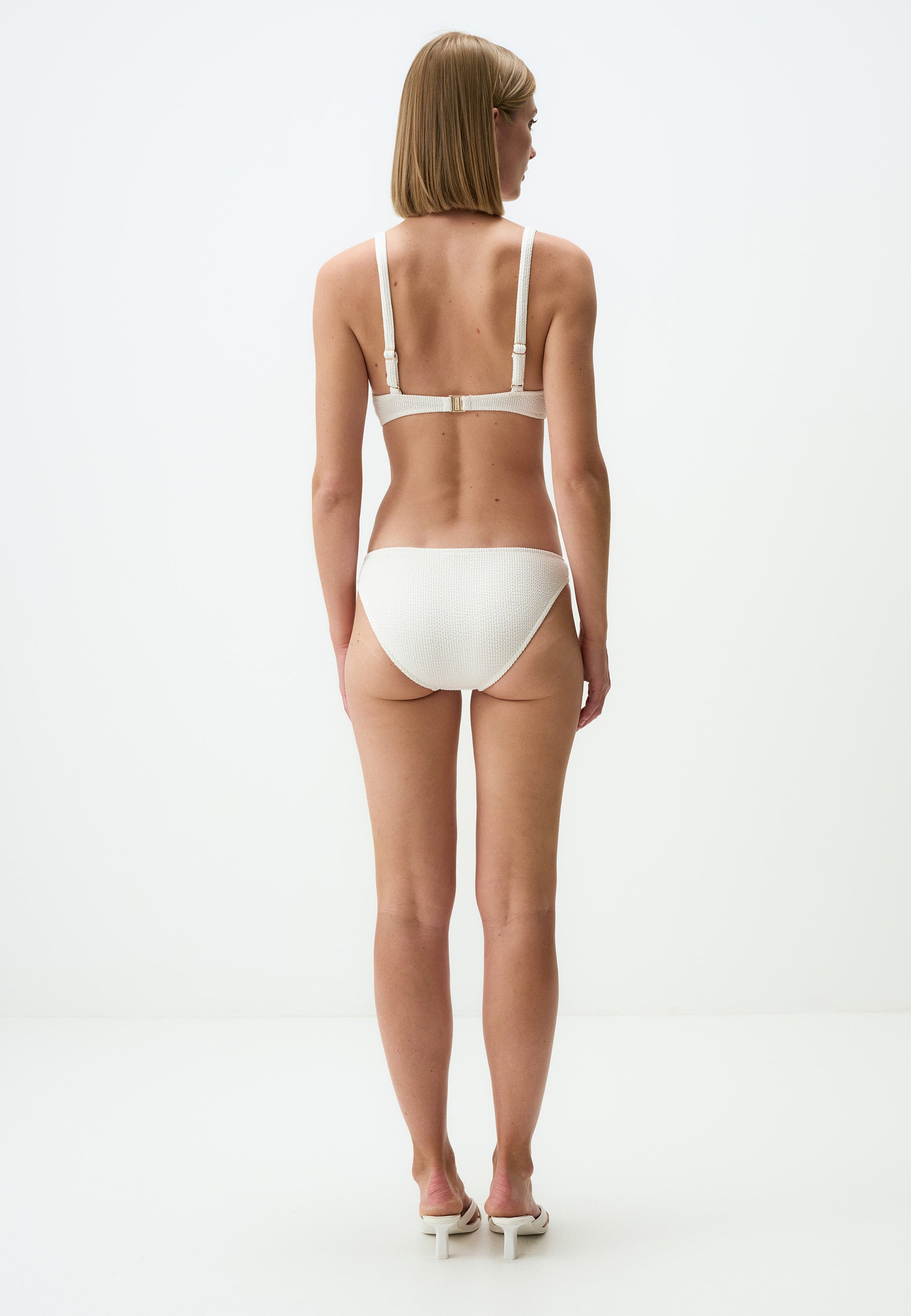 Basic Textured Bikini Bottom - White