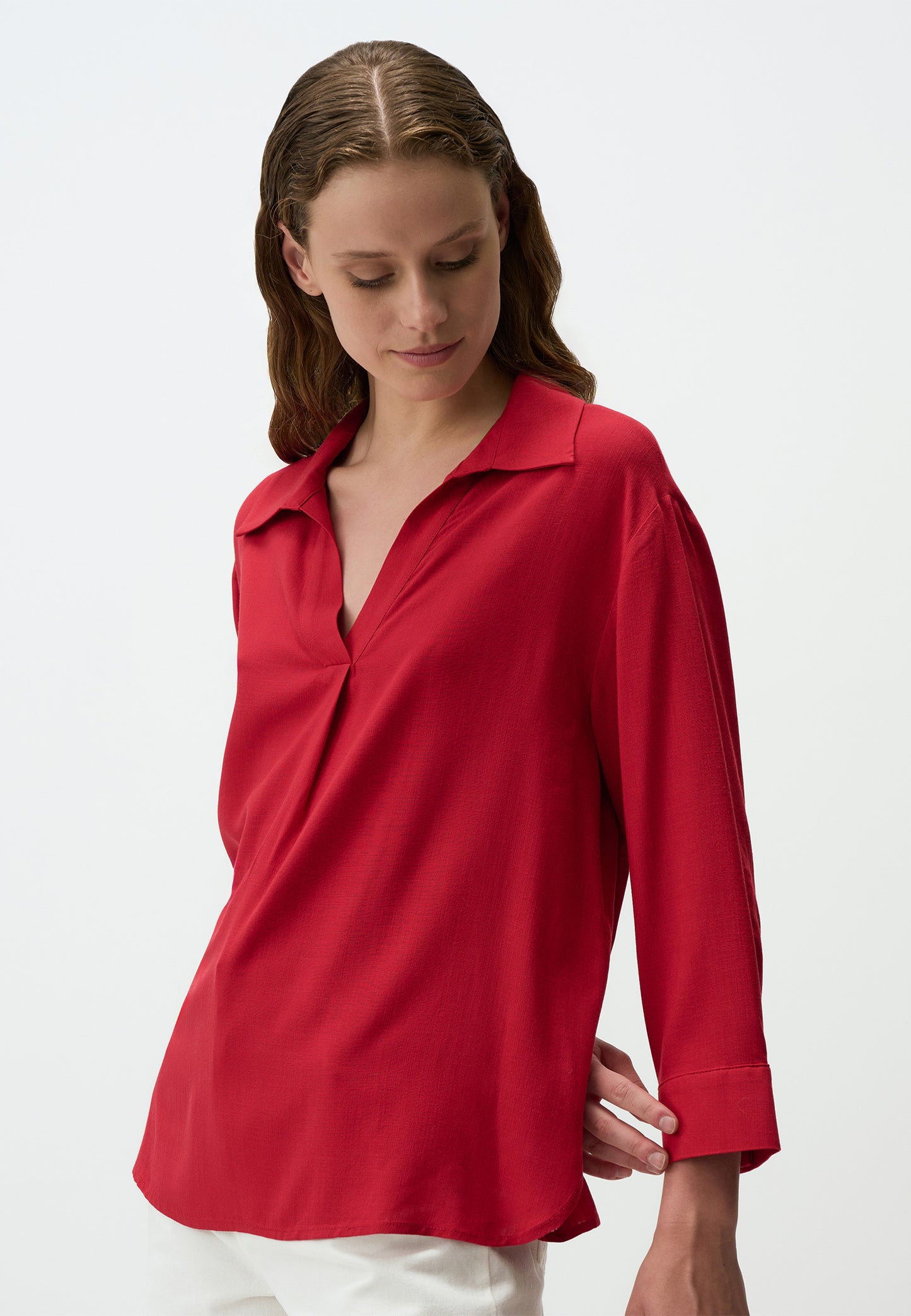 Long Sleeve V-Neck Blouse