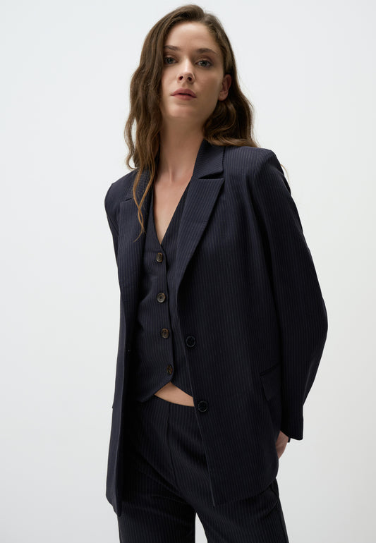 Long Sleeve Striped Stylish Blazer Jacket