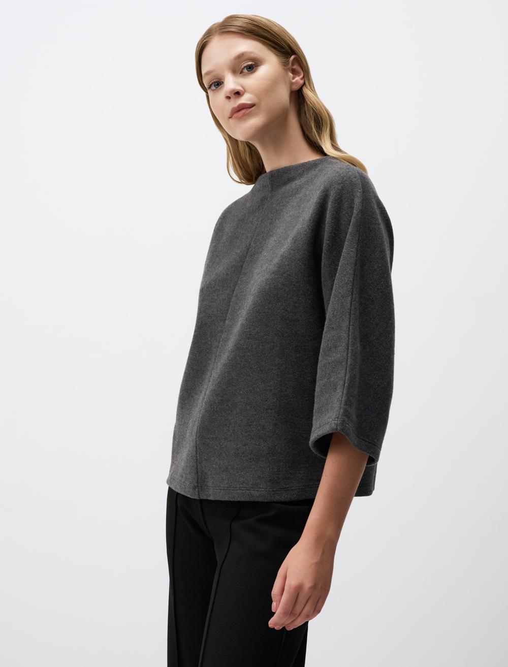 Round Neck Bat Sleeve Basic Blouse