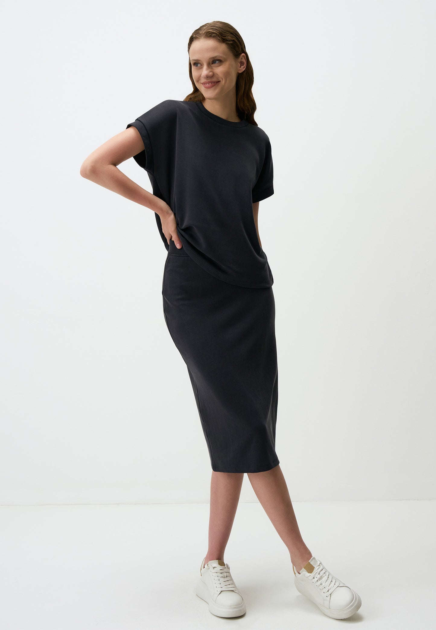 Regular Waist Elegant Straight Midi Skirt
