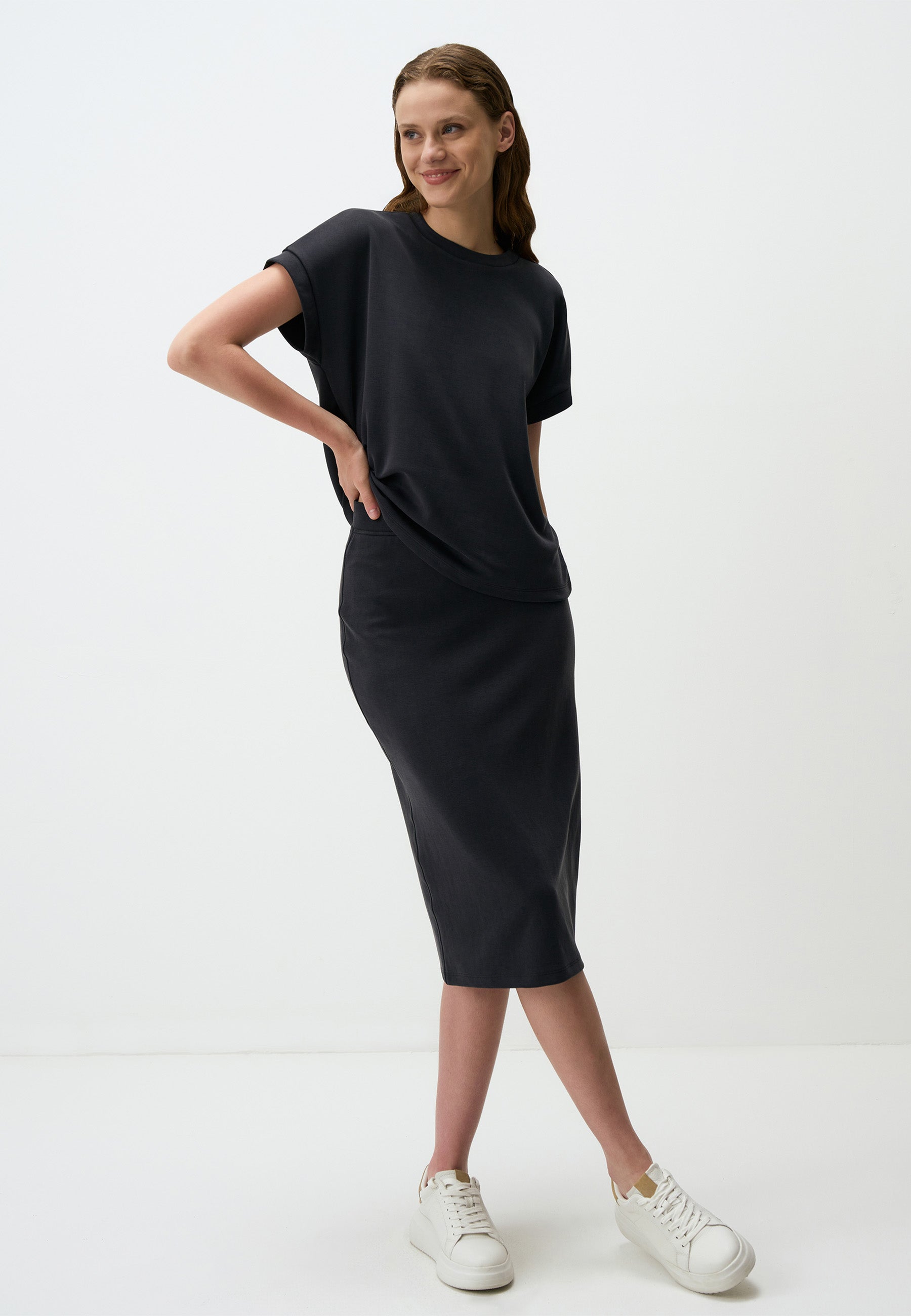 Regular Waist Elegant Straight Midi Skirt