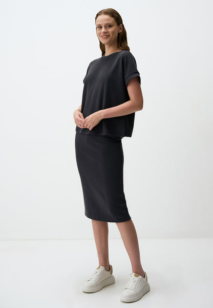 Regular Waist Elegant Straight Midi Skirt