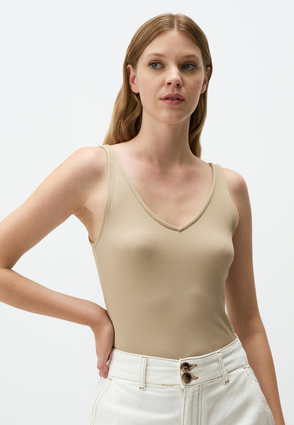 V Neck Sleeveless Basic Knitted Tank Top